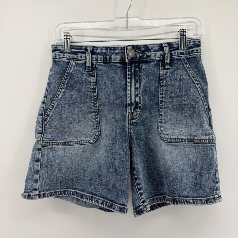 KUT from the Kloth Womens 0 Blue Jane High Rise‎ Short Patch Pocket Acid Wash